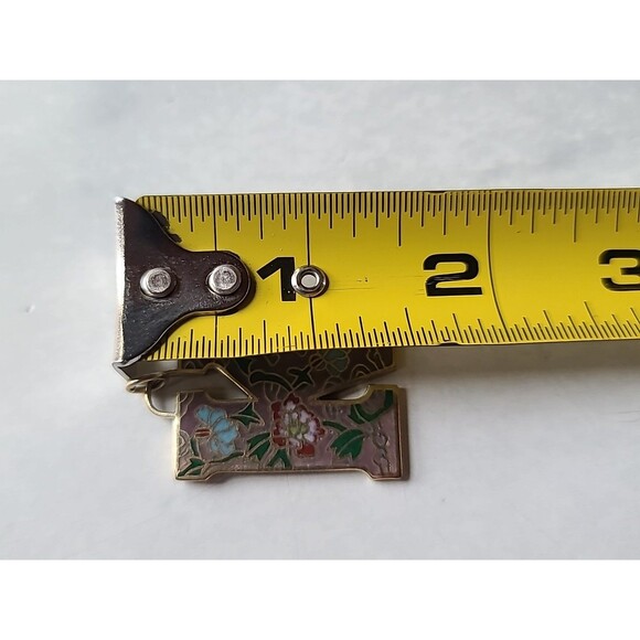 Cloisonne Floral Letter K Shaped Pendant Vintage - Picture 8 of 10